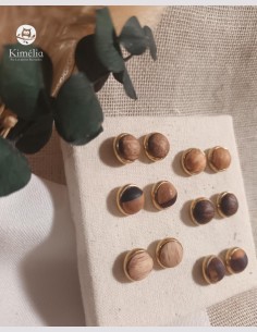 Boucles d'oreilles puce bois naturel