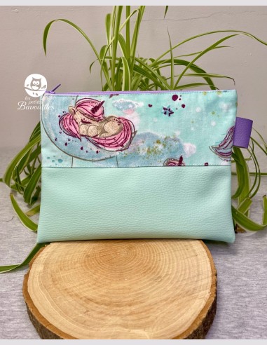 Trousse Mam'Zelle licorne vert d'eau