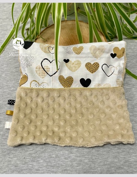 Doudou plat coeur moutarde