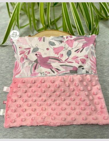 Doudou plat colibris rose