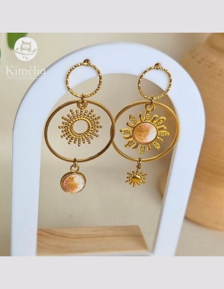 Boucles d'oreilles aquarelle asymétriques