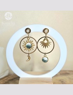 Boucles d'oreilles aquarelle asymétriques