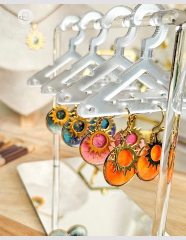 Boucles d'oreilles aquarelle soleil