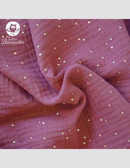 Bavoir Bandana étanche fait main double gaze framboise