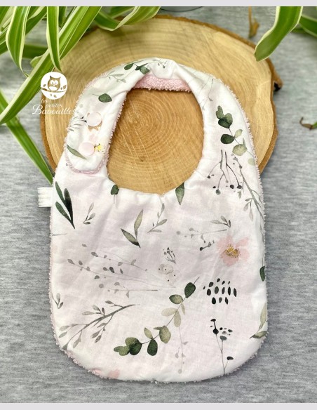 Bavoir naissance - 2ans fleur aquarelle
