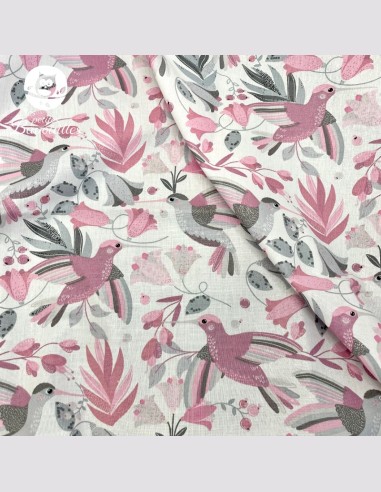 Grand bavoir d'épaule fait main évolutif avec bébé colibris rose