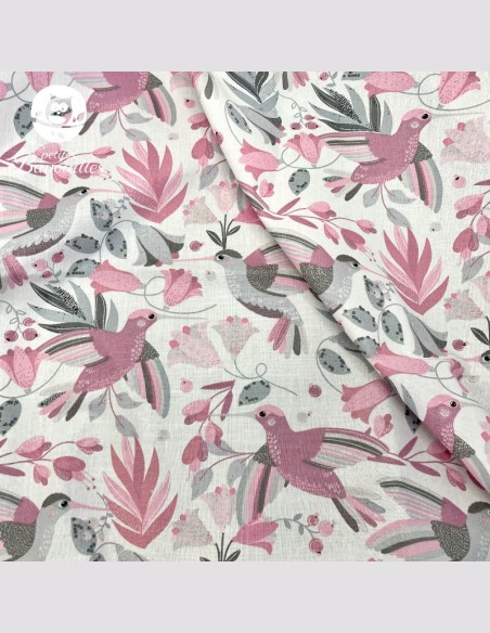 Grand bavoir d'épaule fait main évolutif avec bébé colibris rose