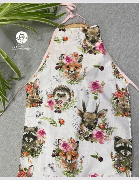 Tablier 5-12 ans animaux fleuris