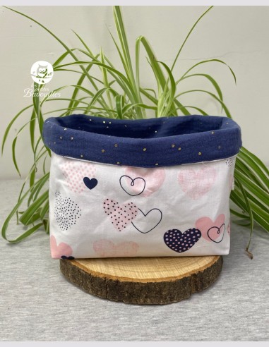 Panière en tissu coeur marine