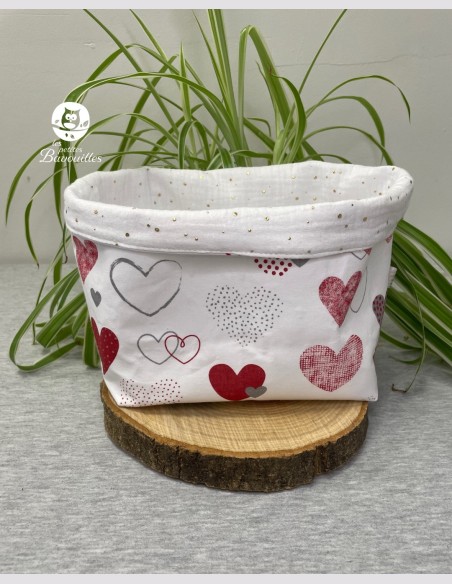 Panière en tissu coeur rouge