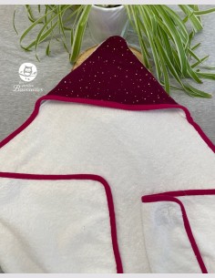 Cape de bain double gaze framboise