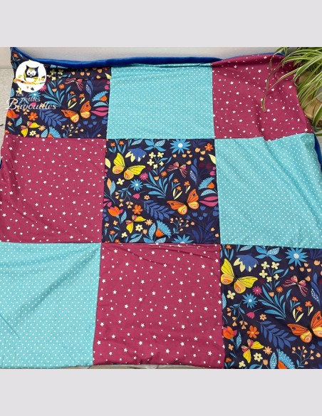couverture bébé fait main papillon bleu