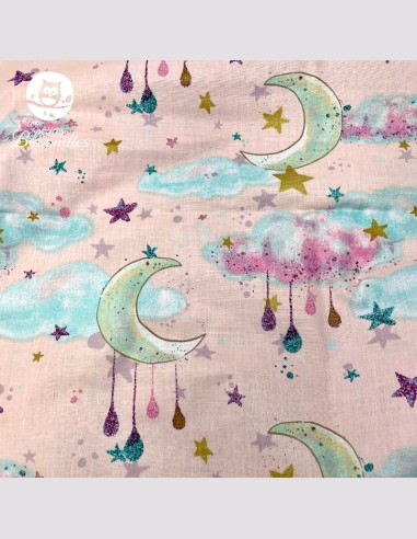 Snood enfant ou tour de cou polaire lune rose