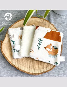 Coton réutilisable lavable tout doux fait main renard aventure