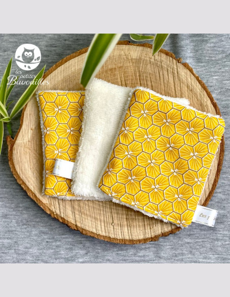 Coton réutilisable lavable tout doux fait main jaune Coton réutilisable lavable tout doux fait main jaune