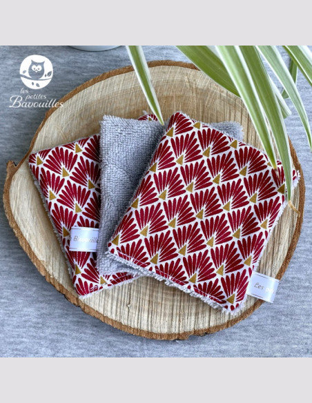 Coton réutilisable lavable tout doux fait main paon rouge brique
