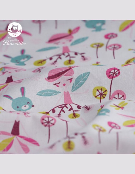 Tapis à langer nomade imperméable bébé fait main fille fée lapin