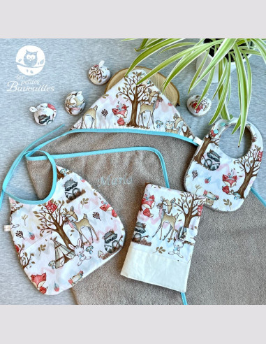 Grand bavoir bébé éponge fait main animaux forêt