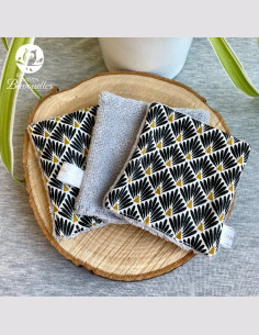 Coton réutilisable lavable tout doux fait main femme paon noir