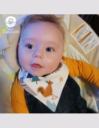 Bavoir bandana imperméable fait main ours moutarde