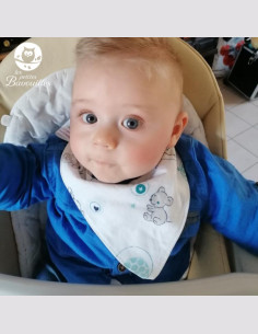 Bavoir bandana imperméable fait main ours moutarde 2