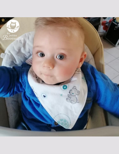 Bavoir bandana imperméable fait main ours moutarde