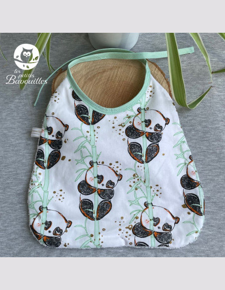 Grand bavoir bébé éponge fait main panda