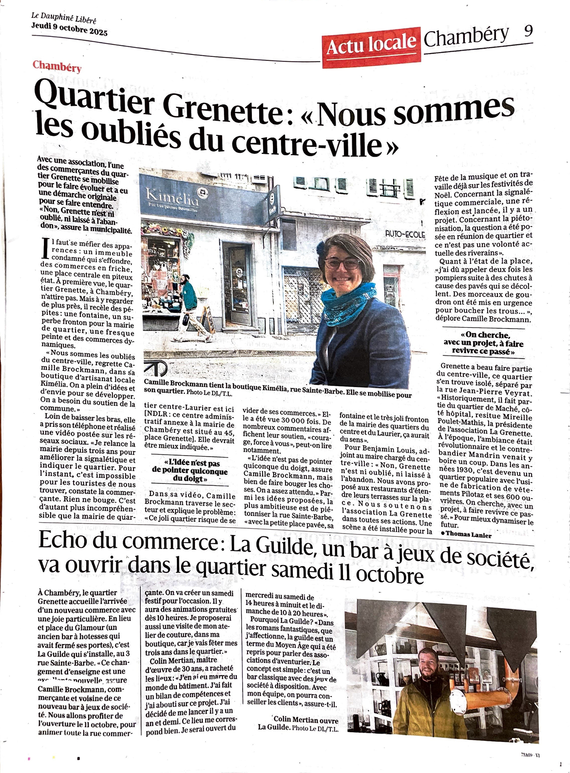 PLACE GRENETTE KIMELIA ARTICLE DAUPHINE LIBERE OCTOBRE 2025